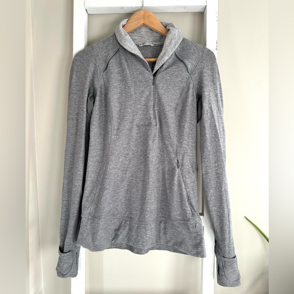 Lululemon Think Fast Pullover in Heathered Slate Tonka Stripe